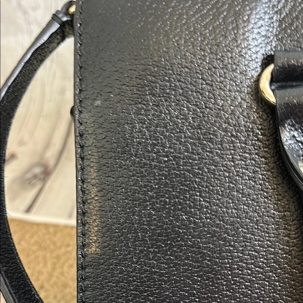 Kate Spade Leather Black Satchel with crossbody strap Gold Hardware
